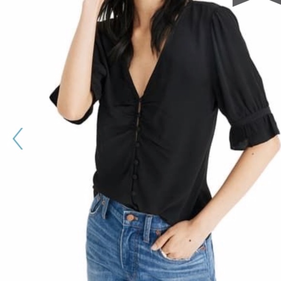 black short sleeve ruffle top